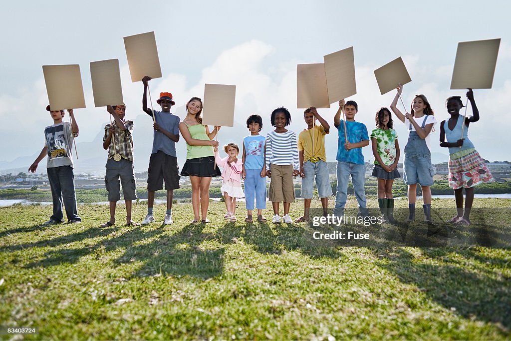 Group of Young People with Protest Signs