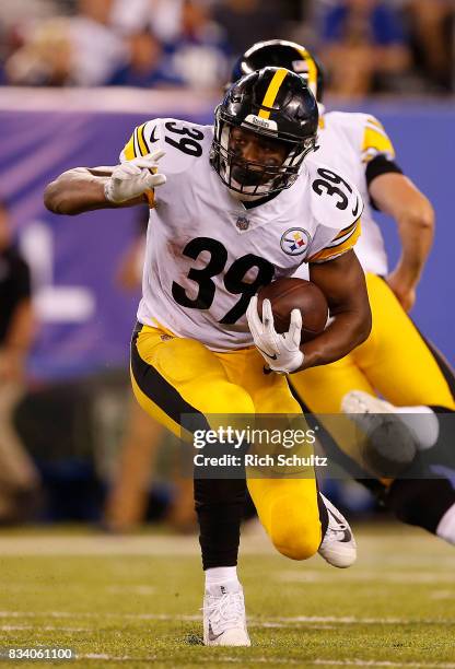 Terrell Watson of the Pittsburgh Steelers in action against the New York Giants during an NFL preseason game at MetLife Stadium on August 11, 2017 in...