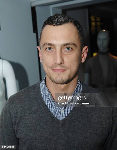 Designer Richard Nicoll attend his Trunk Show Spring Summer 2009 collection at the Liberty store on October 23, 2008 in London, England.