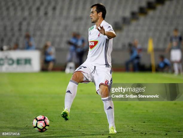 Danko Lazovic of Videoton in action during the UEFA Europa League Qualifying Play-Offs round first leg match between Partizan and Videoton FC at...