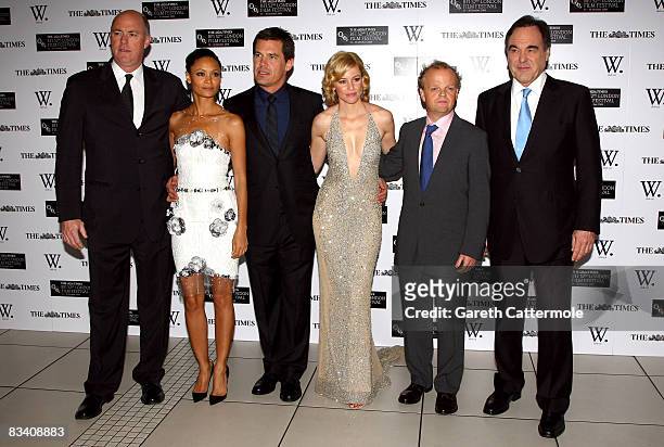 Michael Gaston, Thandie Newton, Josh Brolin, Elizabeth Banks, Toby Jones and director Oliver Stone arrive at the screening of 'W.' during the BFI...