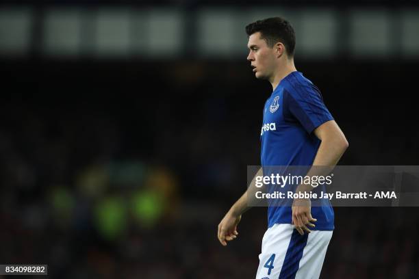 Michael Keane of Everton during the UEFA Europa League Qualifying Play-Offs round first leg match between Everton FC and Hajduk Split at Goodison...