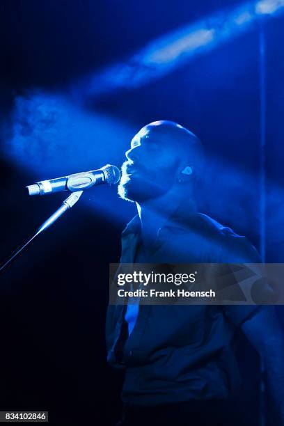 Singer Sam Harris of the American band X Ambassadors performs live on stage during a concert at the Lido on August 17, 2017 in Berlin, Germany.