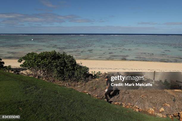 Jack Munro of Australia plays from the rough on the 8th hole during day two of the 2017 Fiji International at Natadola Bay Championship Golf Course...