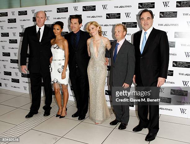 Michael Gaston, Thandie Newton, Josh Brolin, Elizabeth Banks, Toby Jones and Oliver Stone arrive at The Times Gala screening of 'W.' during the BFI...