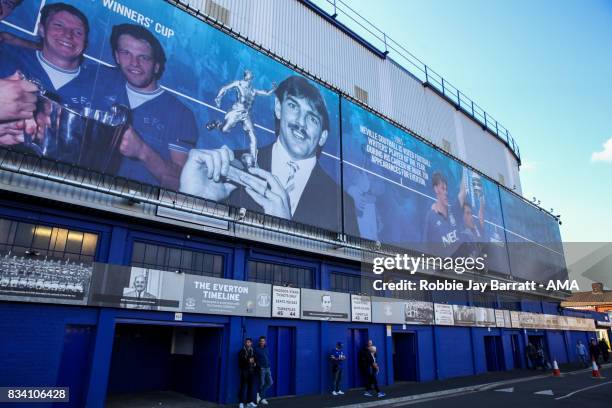 The Howard Kendall Gwladys Street End at Goodison Park, home stadium of Everton prior to the UEFA Europa League Qualifying Play-Offs round first leg...