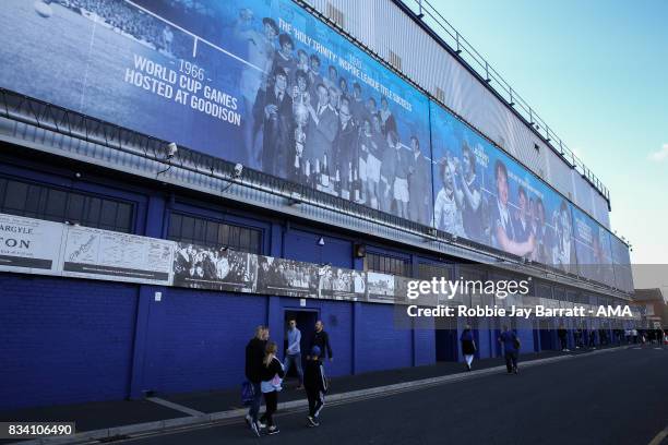 The Howard Kendall Gwladys Street End at Goodison Park, home stadium of Everton prior to the UEFA Europa League Qualifying Play-Offs round first leg...