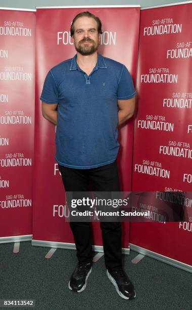 Actor David Harbour attends SAG-AFTRA Foundation Conversations with "Stranger Things" at SAG-AFTRA Foundation Screening Room on August 17, 2017 in...