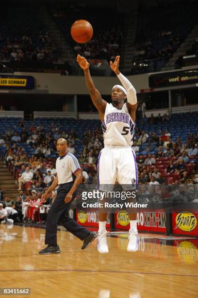 Bobby Brown of the Sacramento Kings shoots the ball against the Houston Rockets on October 23, 2008 at ARCO Arena in Sacramento, California. NOTE TO...