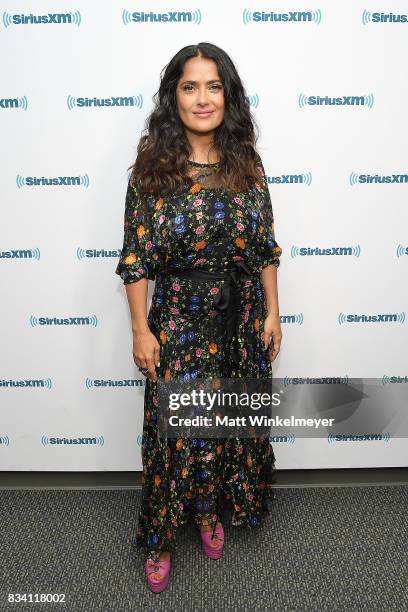 Actress Salma Hayek visits the SiriusXM Studios on August 17, 2017 in Los Angeles, California.