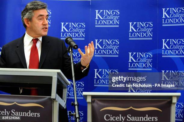 British Prime Minister Gordon Brown gives a speech at Kings College Hospital's, Denmark Hill Campus.