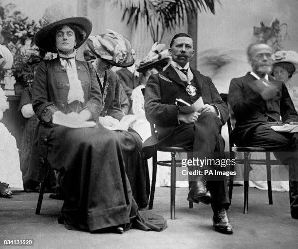 Clementine Churchill, the wife of Winston Churchill, and Lord Cheylesmore, Mayor of Westminster, at a bazaar in aid of the Browning Settlement, at...
