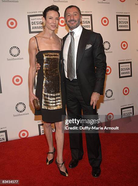 Amy Fine Collins and designer Ralph Rucci attend the 2008 National Design Awards Gala at the Cooper-Hewitt National Design Museum on October 23, 2008...