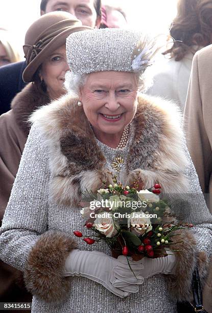 Queen Elizabeth II smiles as she tours Hrebienok Ski Resort on the second day of a tour of Slovakia on October 24, 2008 in Bratislava, Slovakia. This...