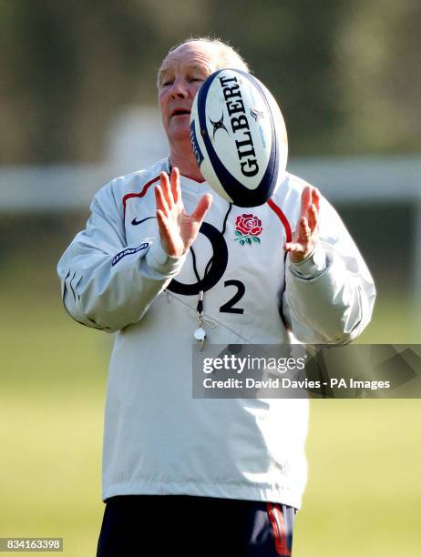 Coach Brian Ashton during a training session at Bath University.