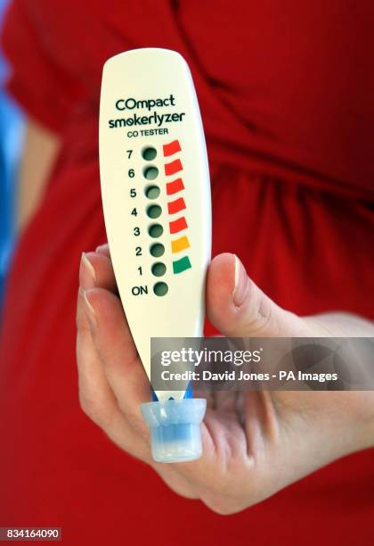 The C0mpact smokerlyzer which was used on Kelly Anne Bullingham as she is tested for carbon monoxide by midwife Judith Plester at the George Eliot...