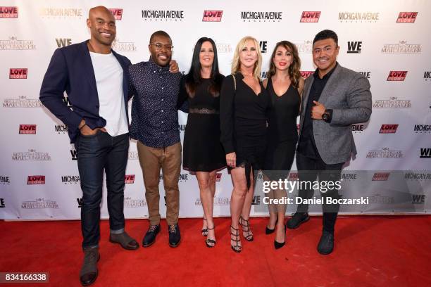 Anthony Battle, Kenneth Moreland, Patti Stanger, Vicki Gunvalson, Kelly Dodd and Iggy Rodriguez attend WE tv's LOVE BLOWS Premiere Event at Flamingo...