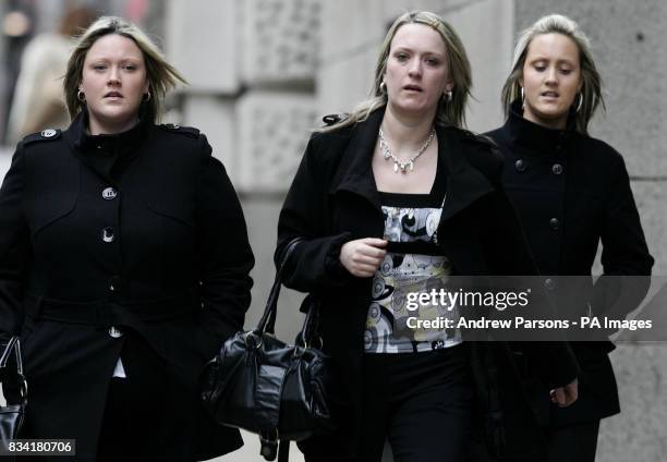 Sally Anne Bowman's sisters Danielle, Michelle, and Nicole arrives at the Old Bailey as the jury is out for a second day on the trial for their...