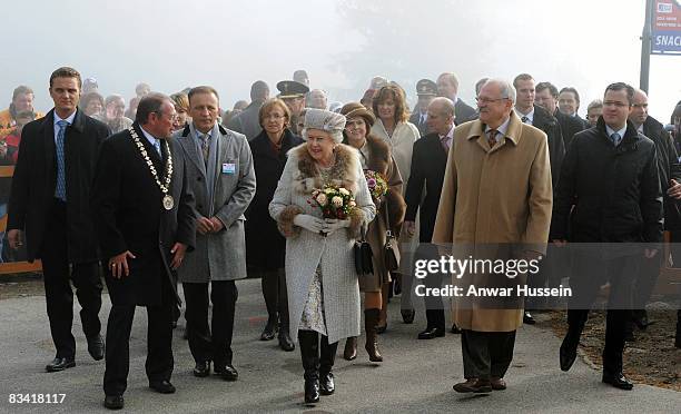 Queen Elizabeth ll and President Ivan Gasparovic visit Hrebienok Ski Resort on the second day of a State Visit to Slovakia on October 24, 2008 in...