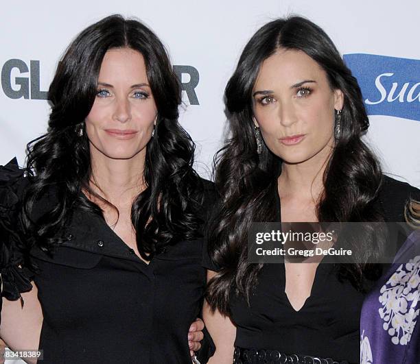 Actress Courteney Cox and Actress Demi Moore arrives at the Glamour Reel Moments at the Directors Guild Of America on October 14, 2008 in Los...