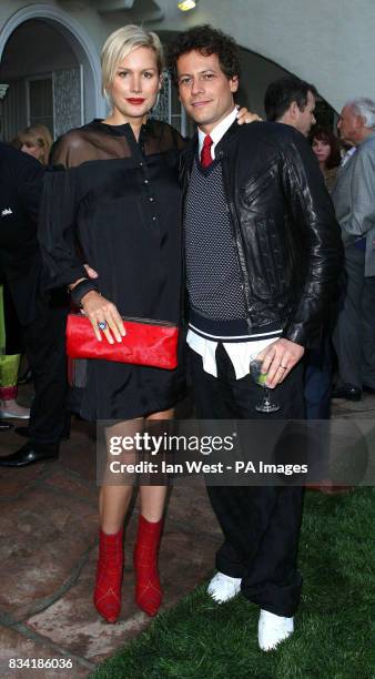 Ioan Gruffudd and Alice Evans are seen at a champagne reception to honor the British nominees of the 80th Annual Academy Awards. The reception was...