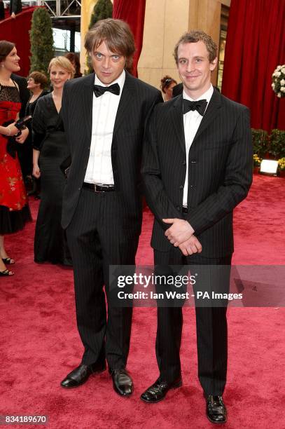 Maciek Szczerbowski and Chris Lavis arrive for the 80th Academy Awards at the Kodak Theatre, Los Angeles.