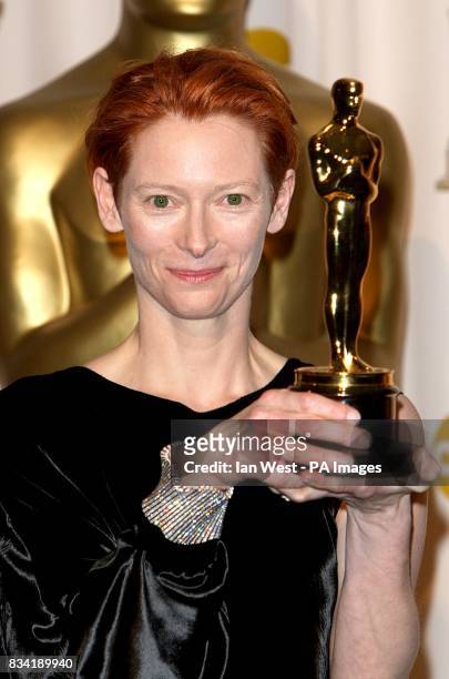 Tilda Swinton with the award for Actress in a Supporting Role received for Michael Clayton at the 80th Academy Awards at the Kodak Theatre, Los...