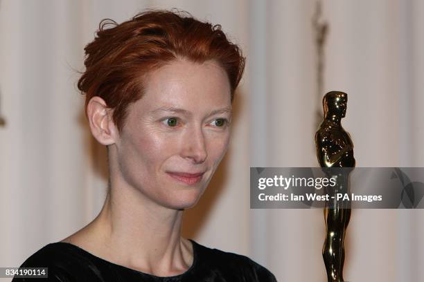 Tilda Swinton with the award for Actress in a Supporting Role received for Michael Clayton at the 80th Academy Awards at the Kodak Theatre, Los...