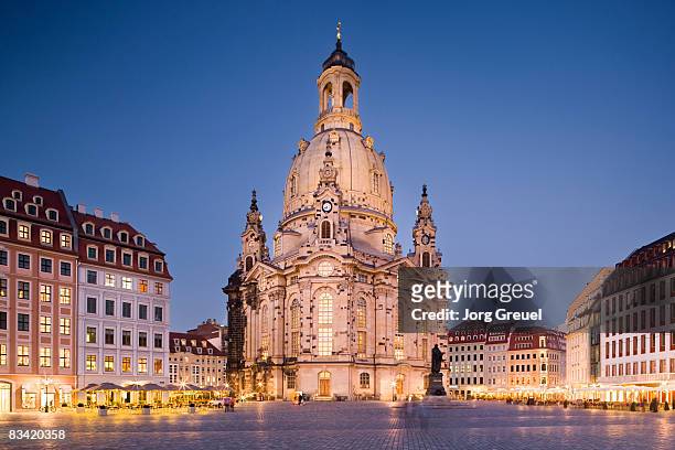 frauenkirche at dusk - dresden germany stock pictures, royalty-free photos & images