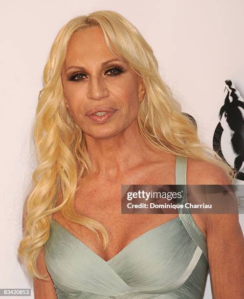 Designer Donatella Versace arrives at amfAR's Cinema Against AIDS 2008 benefit held at Le Moulin de Mougins during the 61st International Cannes Film...