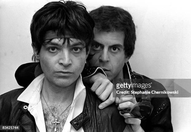 Alan Vega and Martin Rev of the punk/no wave duo Suicide pose for a portrait in 1979 in New York City, New York.