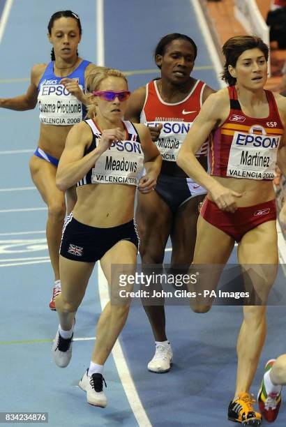 Great Britain's Jenny Meadows in the Finals of the Womens 8800m Event during the IAAF World Indoor Championships at the Palau Velodromo Luis Puig in...