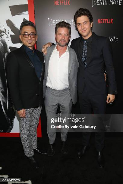 Paul Nakauchi, Shea Whigham and Nat Wolff attend "Death Note" New York Premiere at AMC Loews Lincoln Square 13 theater on August 17, 2017 in New York...