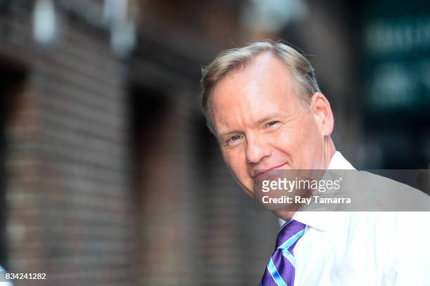 Television journalist John Dickerson enters the "The Late Show With Stephen Colbert" taping at the Ed Sullivan Theater on August 17, 2017 in New York...