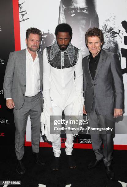 Shea Whigham, LaKeith Stanfield and Willem Dafoe attend "Death Note" New York premiere at AMC Loews Lincoln Square 13 theater on August 17, 2017 in...