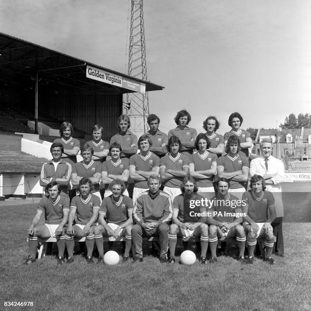 Bristol City football club, back row, from left: Keith Fear, Joe Durrell, Len Bond, Ray Cashley, John Shaw, Mike Brolly, and Clive Whitehead. Middle...