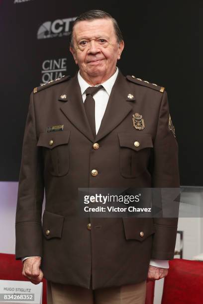 Actor Xavier Lopez "Chabelo" attends a press conference and photocall to promote the film "El Complot Mongol" at Club de Periodistas de Mexico on...