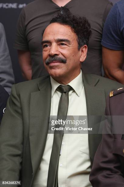 Damian Alcazar attends a press conference and photocall to promote the film "El Complot Mongol" at Club de Periodistas de Mexico on August 17, 2017...