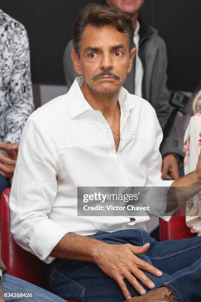 Eugenio Derbez attends a press conference and photocall to promote the film "El Complot Mongol" at Club de Periodistas de Mexico on August 17, 2017...