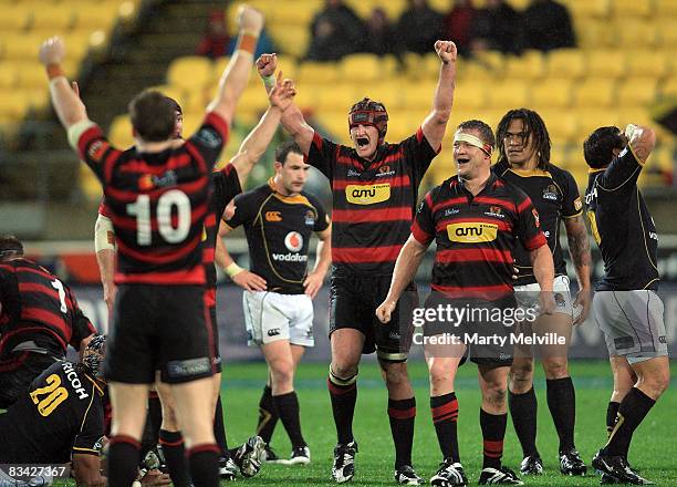 Kieran Read captain of Canterbury celebrates the win during the Air New Zealand Cup Final match between the Wellington Lions and Canterbury at...