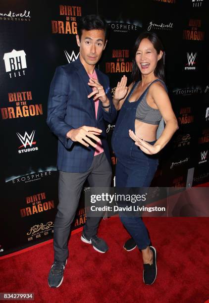 Actor George Young and wife TV personality Janet Hsieh attend the premiere of WWE Studios' "Birth of the Dragon" at ArcLight Hollywood on August 17,...