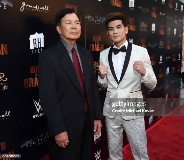 Martial artist Wong Jack Man and actor Philip Ng attend the Los Angeles special screening of Birth of the Dragon at ArcLight Cinemas on August 17,...