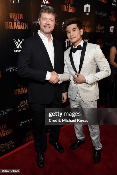 Director George Nolfi and actor Philip Ng attend the Los Angeles special screening of Birth of the Dragon at ArcLight Cinemas on August 17, 2017 in...