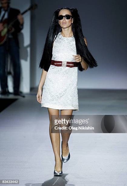 Model showcases designs by Lena Lenskaya on the catwalk during Moscow Fashion Week S/S 09 at Gostini Dvor on October 25, 2008 in Moscow, Russia.