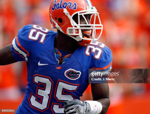 Safety Ahmad Black of the Florida Gators celebrates after his third quarter interception against the Kentucky Wildcats during the game at Ben Hill...
