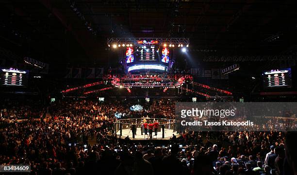 People attend the UFC 90 at UFC's Ultimate Fight Night at Allstate Arena on October 25, 2008 in Chicago, Illinois.