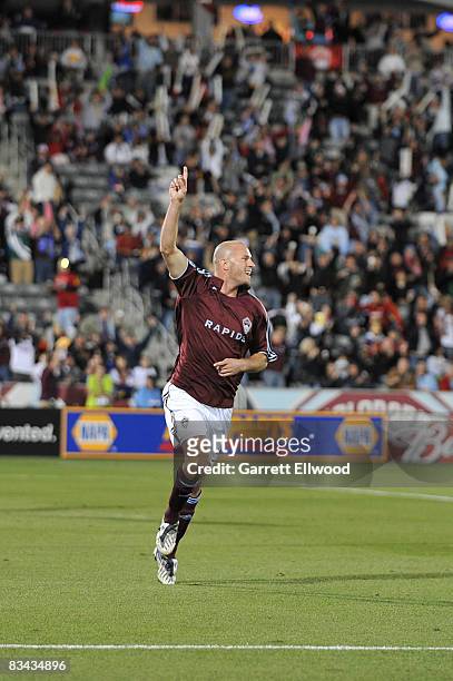 Conor Casey of the Colorado Rapids celebrates his goal against Real Salt Lake on October 25, 2008 at Dicks Sporting Goods Park in Commerce City,...