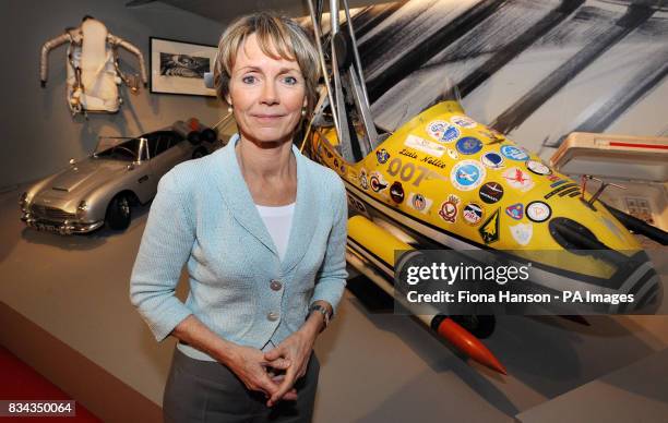Lucy Fleming, a niece of British novelist Ian Fleming, creator of James Bond 007, at an exhibition marking the centenary of the author's birth on...