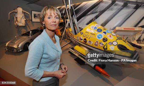 Lucy Fleming, a niece of British novelist Ian Fleming, creator of James Bond 007, at an exhibition marking the centenary of the author's birth on...