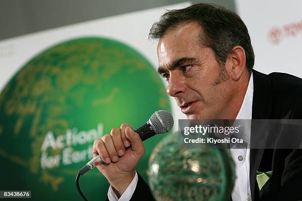 Spainish producer Loris Omedes attends a press conference as he receives the TOYOTA Earth Grand Prix for his film 'Ashes from the Sky' after the 21st...